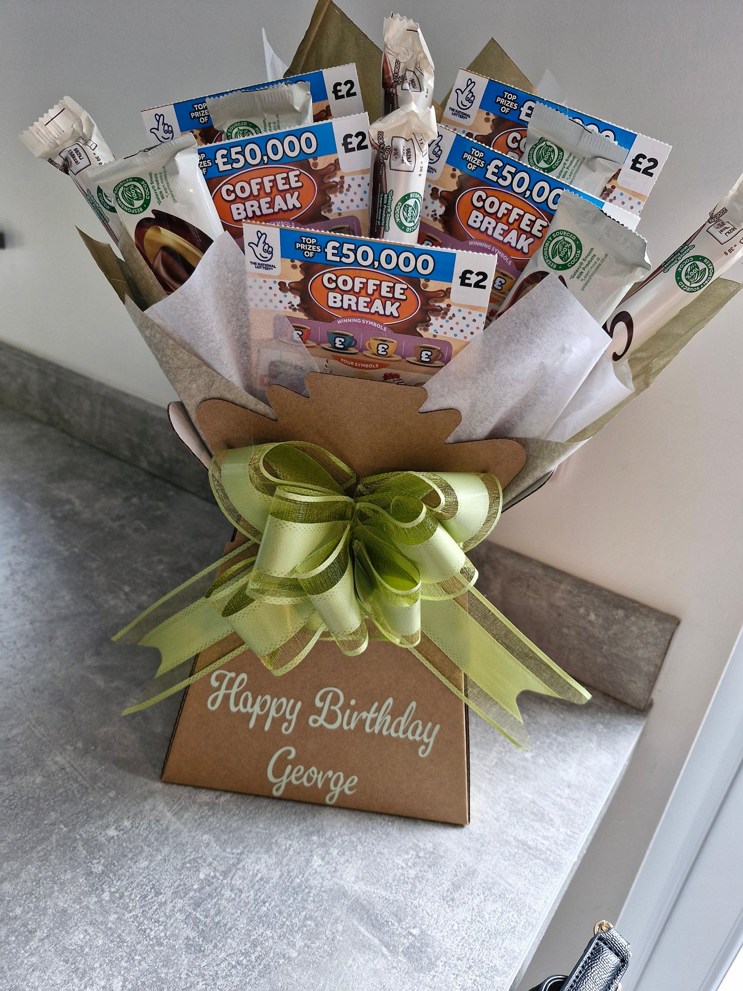 Personalised scratch card & galaxy chocolate bouquet