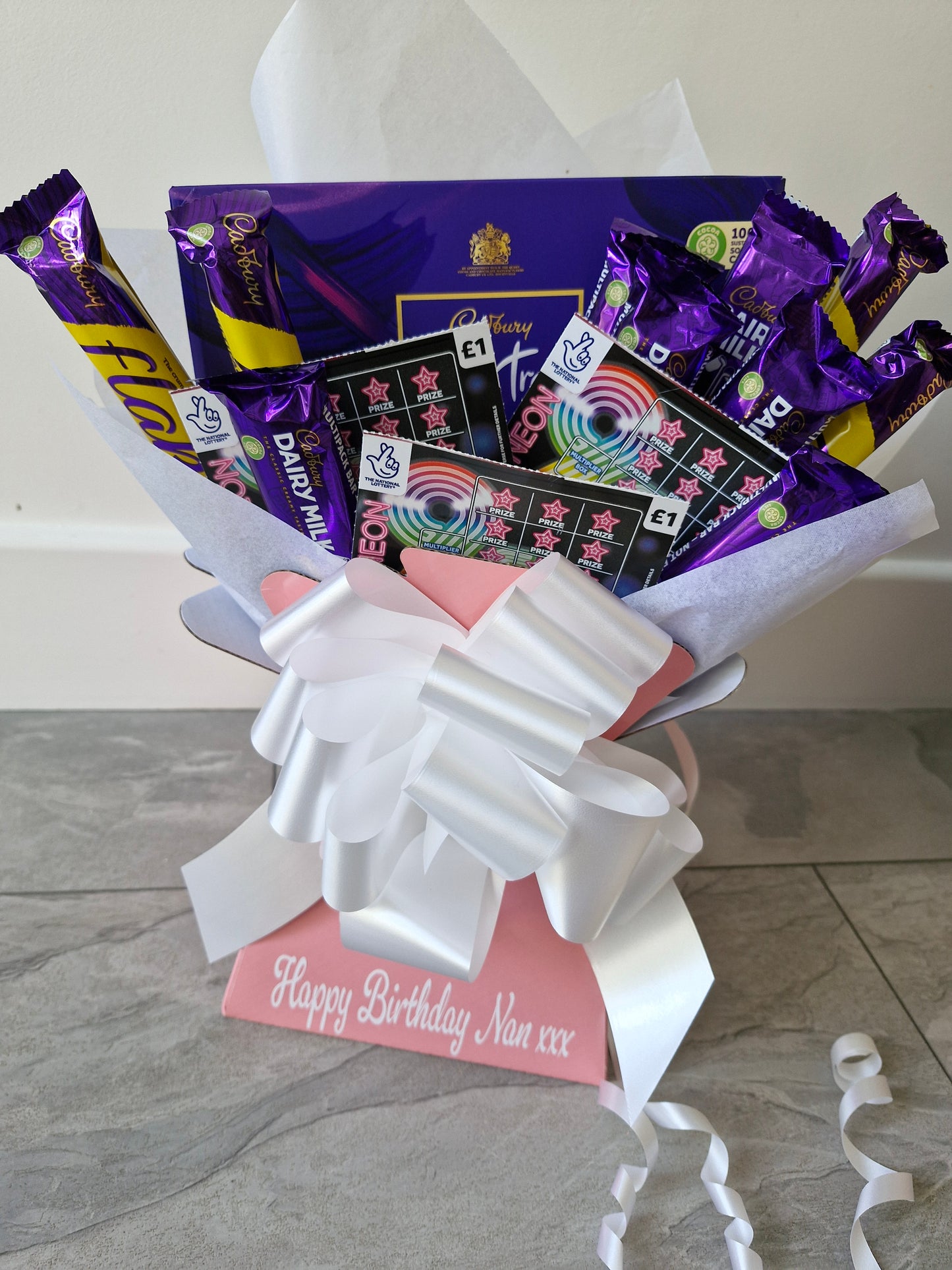 Personalised Cadbury Chocolate gift bouquet with scratch cards