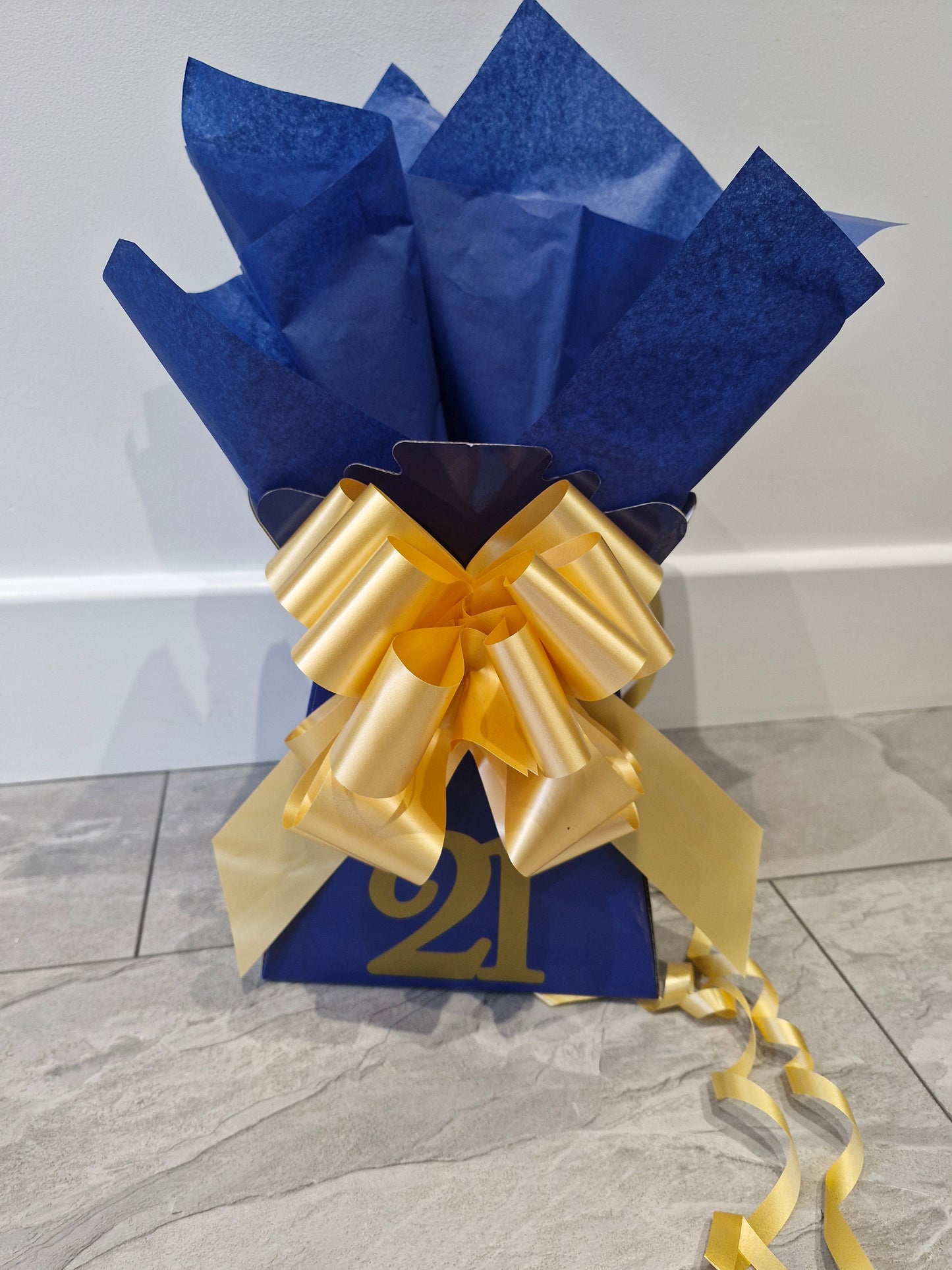 Blue & gold galaxy chocolate & scratch cards gift bouquet hamper