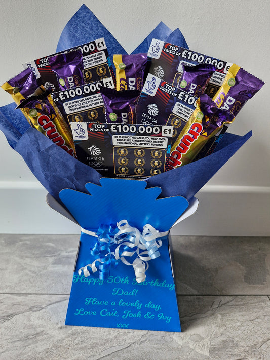 Personalised scratchcard & Cadbury chocolate bouquet