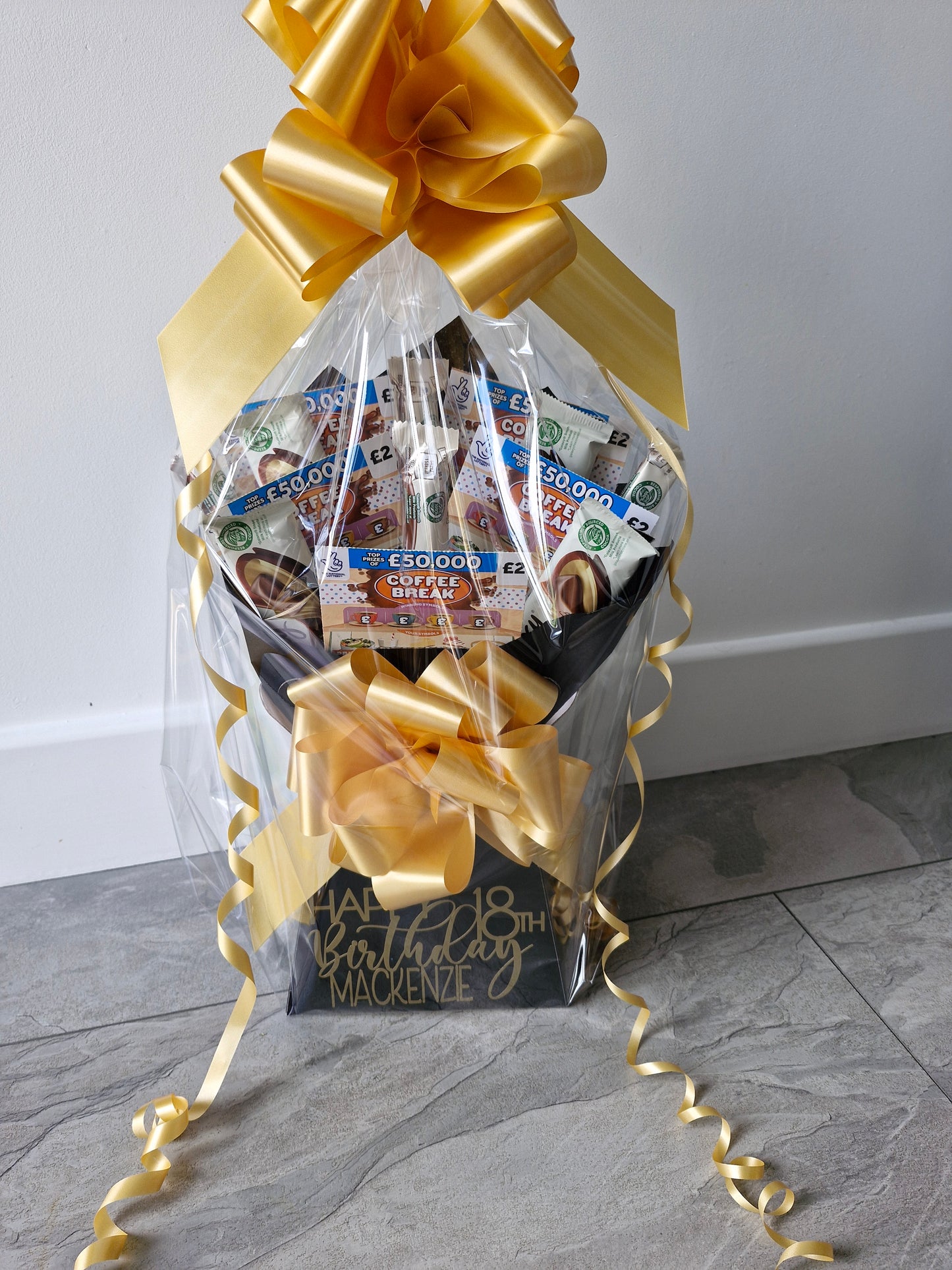 Black & gold scratch card & galaxy chocolate bouquet