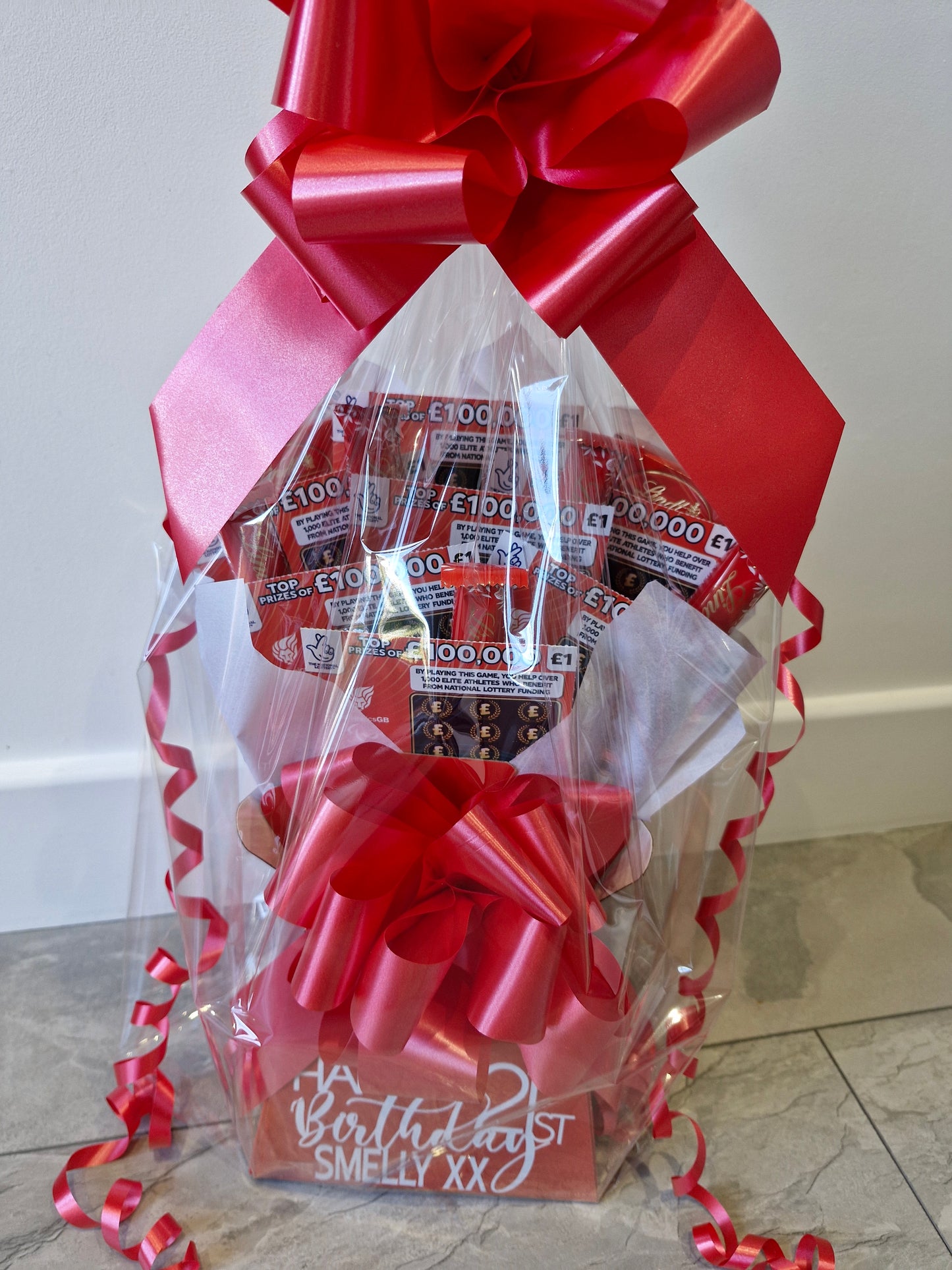 Personalised lindt chocolate  & scratch card bouquet