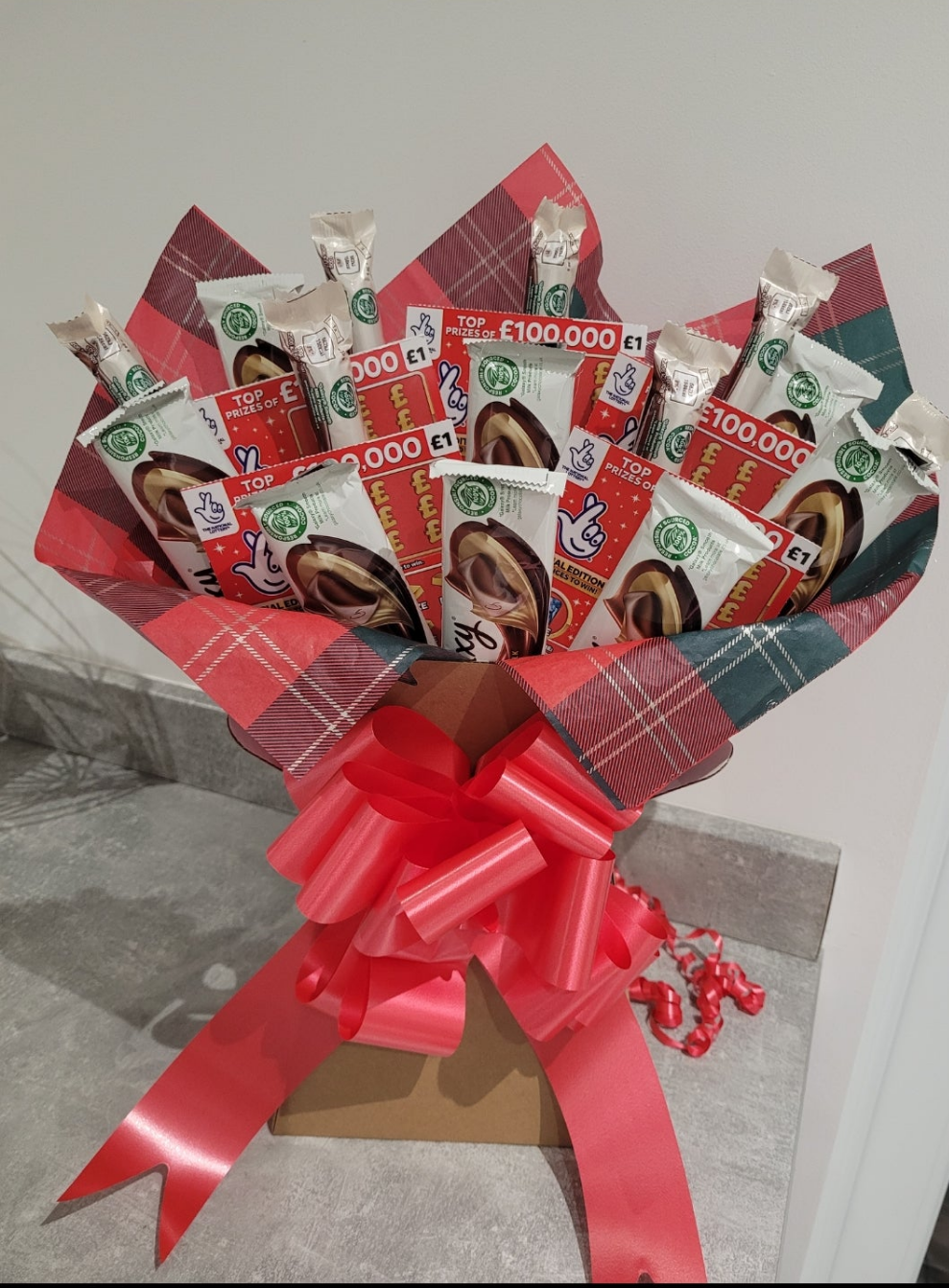 Tartan Galaxy Chocolate & scratchcard bouquet