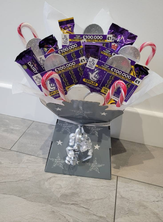 Christmas scratchcard & chocolate bouquet