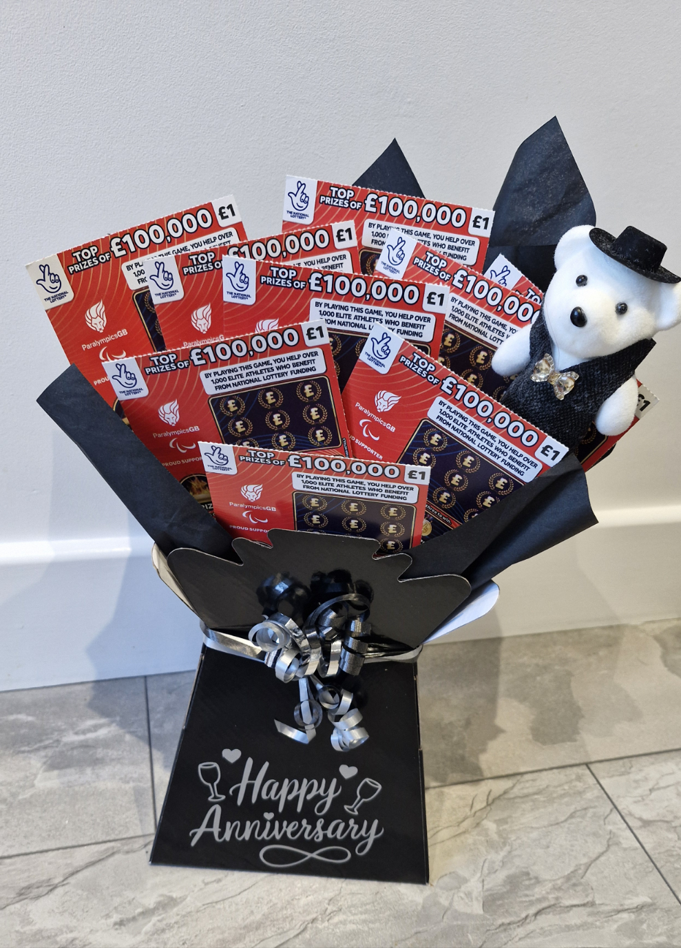 Personalised Anniversary scratch card gift bouquet