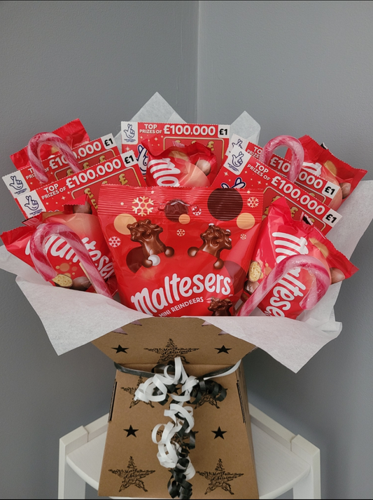 Christmas Scratchcard & malteser bouquet