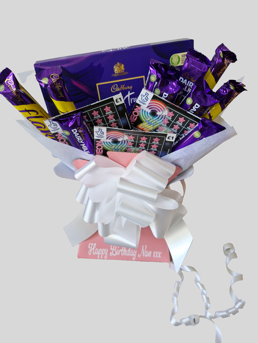 Personalised Cadbury Chocolate gift bouquet with scratch cards