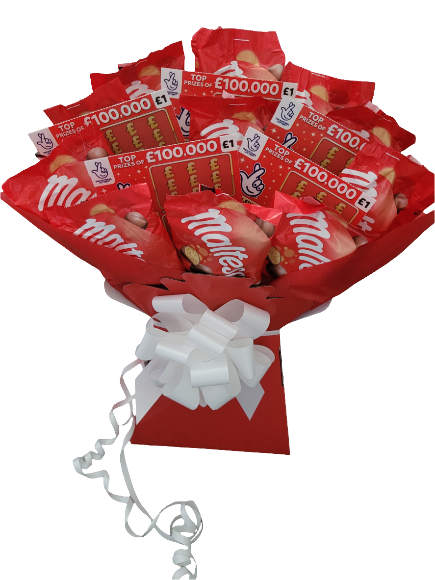 Malteaser & scratch card bouquet