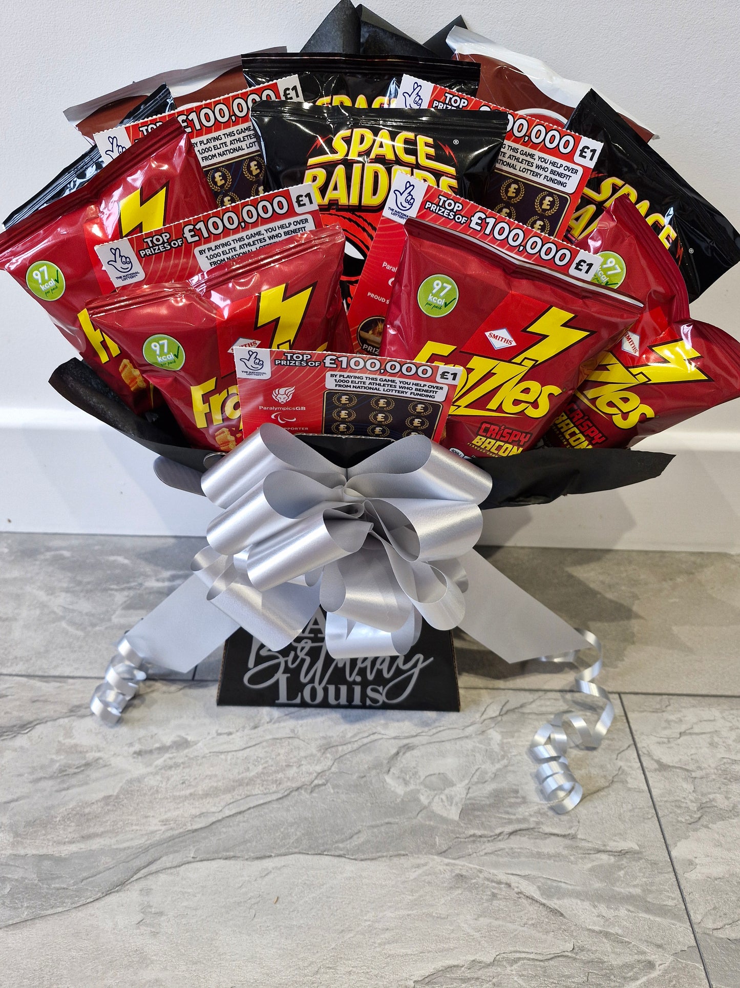 Crisps & scratchcard bouquet