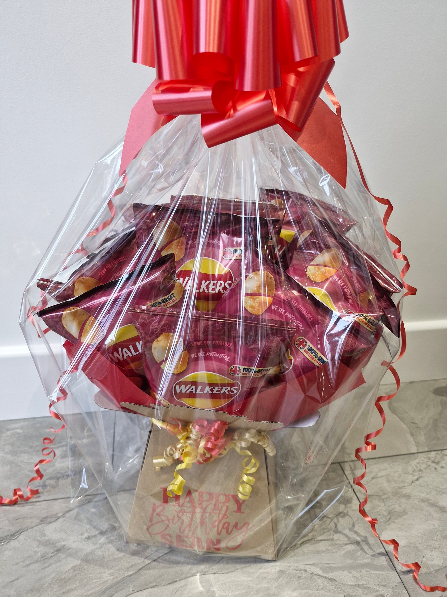 Personalised Walkers smokey bacon crisps bouquet hamper