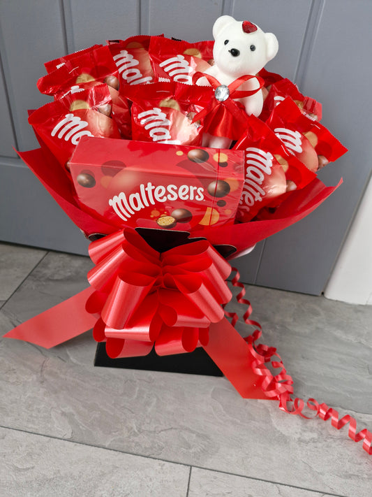 Malteaser chocolate bear bouquet