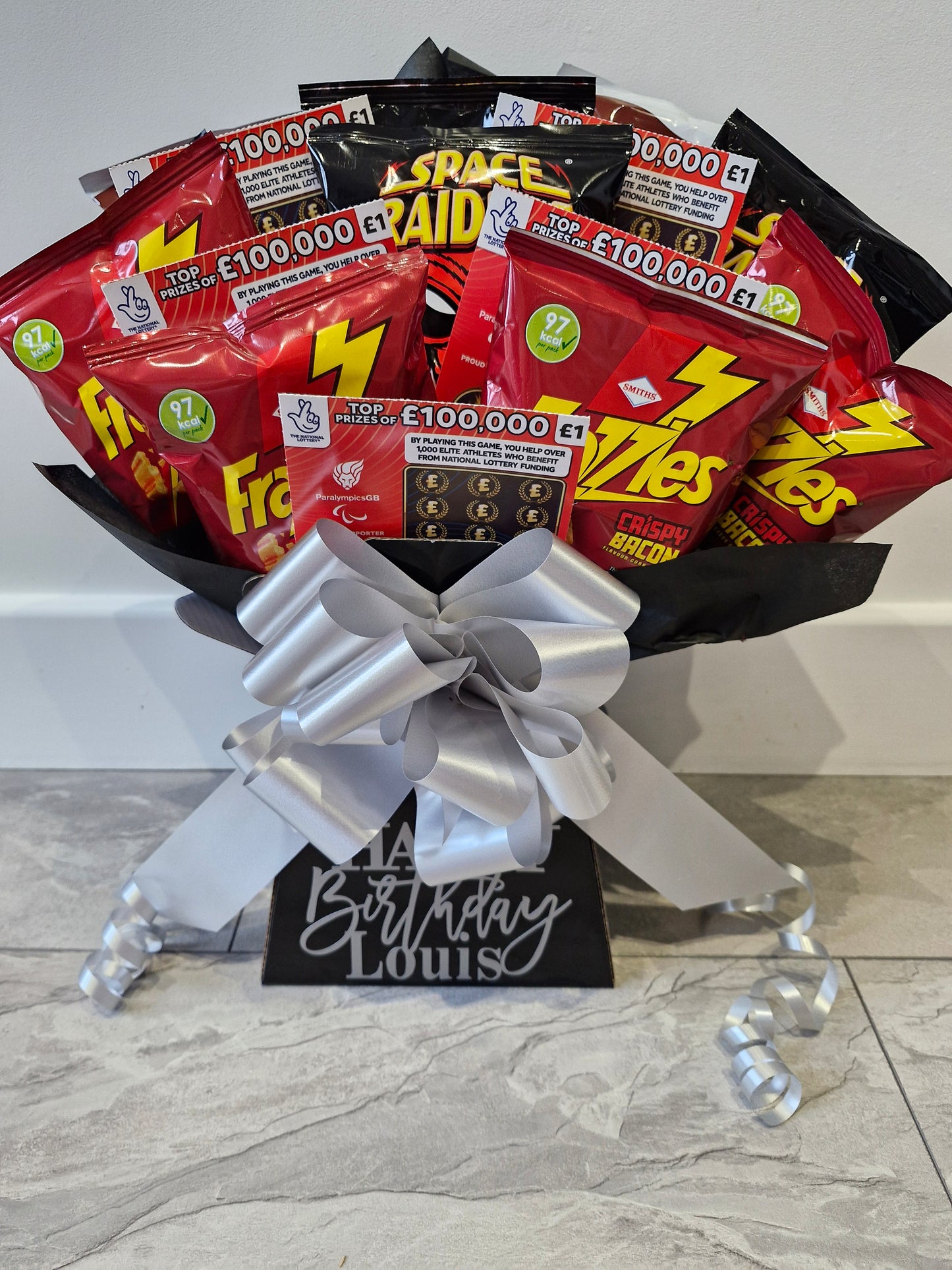 Crisps & scratchcard bouquet